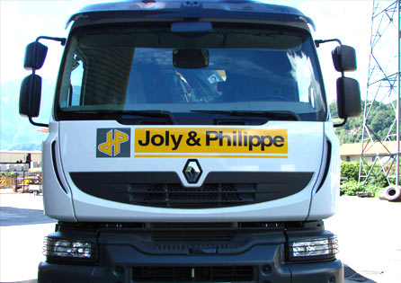 Décoration publicitaire des camions Joly & Philippe - décoration  publicitaire en Savoie(73)